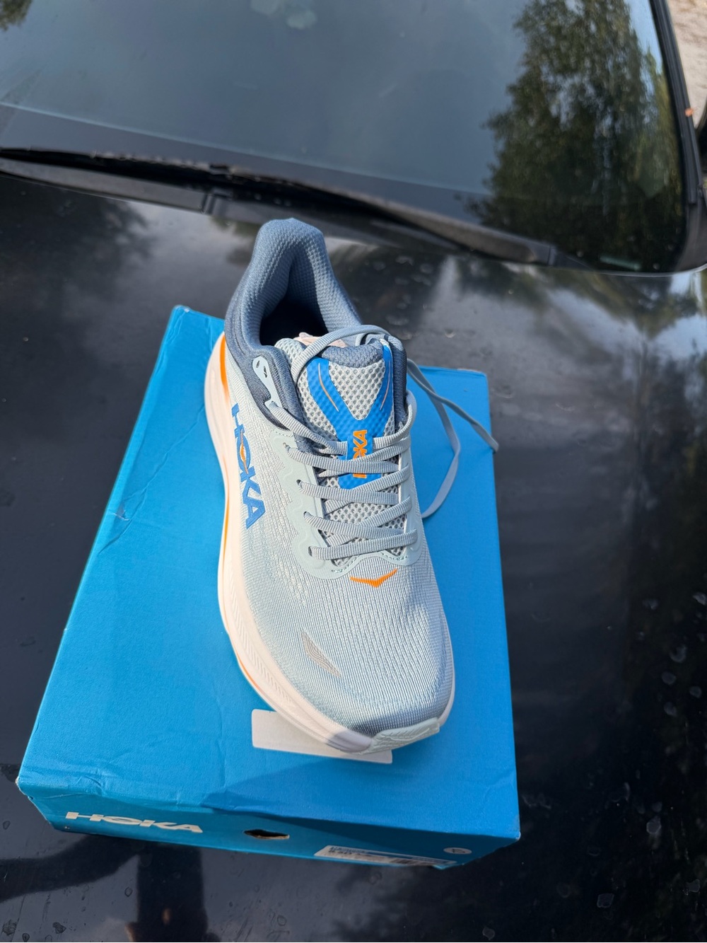 Hoka Light Blue and Orange Women's Running Sneaker